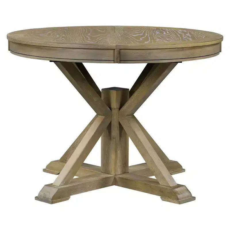 Table de salle à manger et de cuisine extensible 54 W Rétro avec 12 rallonges, bois naturel chêne+blanc cassé/espresso/laveur de bois naturel