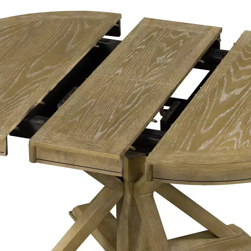 Table de salle à manger et de cuisine extensible 54 W Rétro avec 12 rallonges, bois naturel chêne+blanc cassé/espresso/laveur de bois naturel