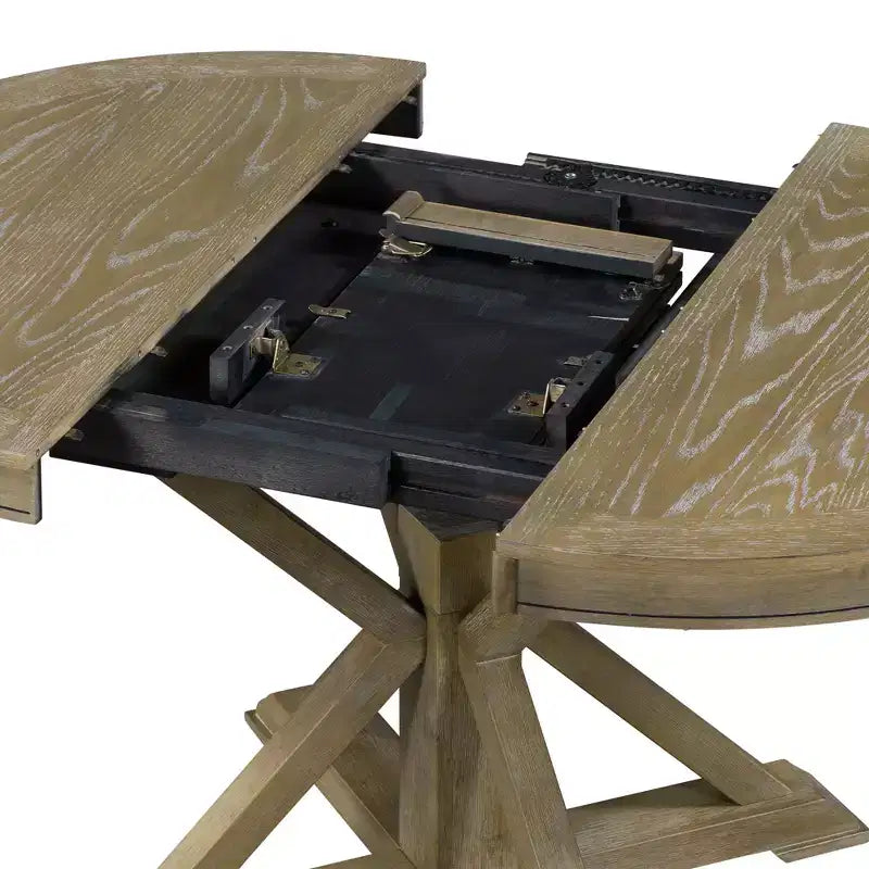 Table de salle à manger et de cuisine extensible 54 W Rétro avec 12 rallonges, bois naturel chêne+blanc cassé/espresso/laveur de bois naturel