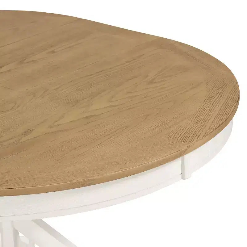 Table de salle à manger et de cuisine extensible 54 W Rétro avec 12 rallonges, bois naturel chêne+blanc cassé/espresso/laveur de bois naturel
