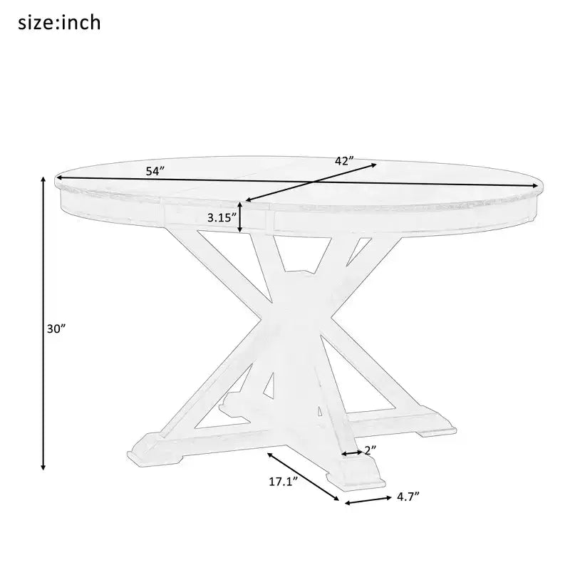 Table de salle à manger et de cuisine extensible 54 W Rétro avec 12 rallonges, bois naturel chêne+blanc cassé/espresso/laveur de bois naturel