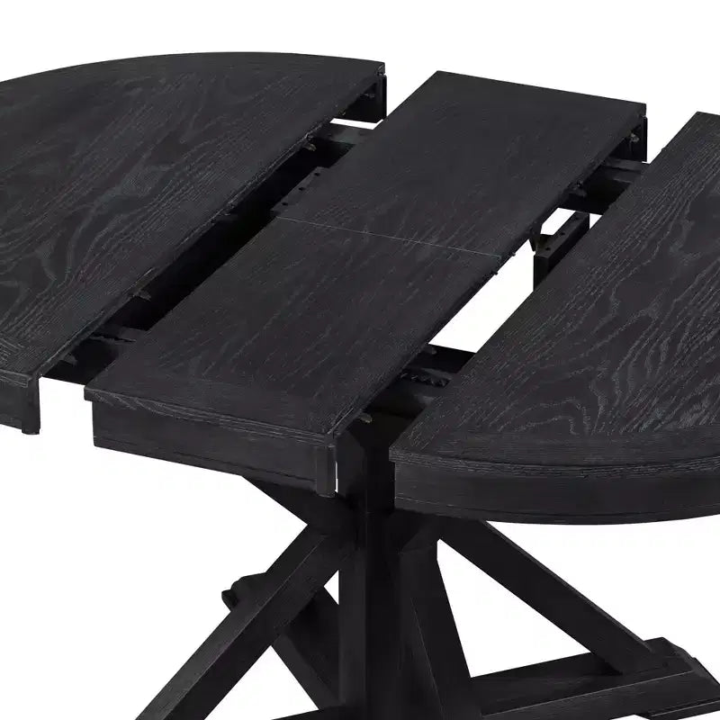Table de salle à manger et de cuisine extensible 54 W Rétro avec 12 rallonges, bois naturel chêne+blanc cassé/espresso/laveur de bois naturel