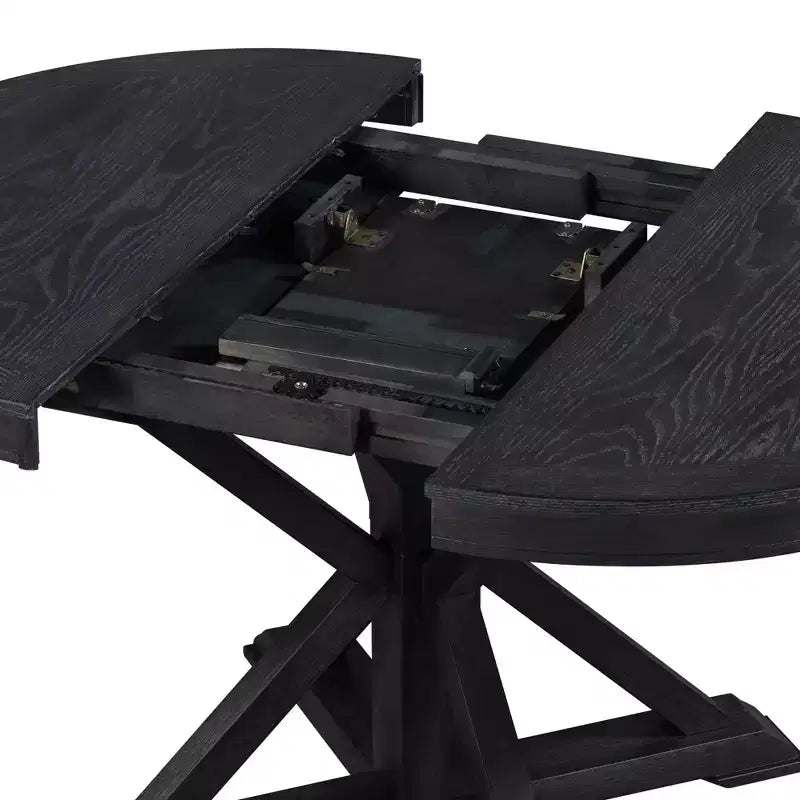 Table de salle à manger et de cuisine extensible 54 W Rétro avec 12 rallonges, bois naturel chêne+blanc cassé/espresso/laveur de bois naturel