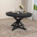 54W Retro Extendable Dining Table Kitchen Table with 12 Leaf, Oak Natural Wood+OFF White/Espresso/Natural Wood Wash-ModernLuxe