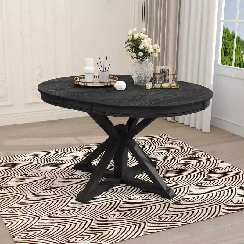 54W Retro Extendable Dining Table Kitchen Table with 12 Leaf, Oak Natural Wood+OFF White/Espresso/Natural Wood Wash-ModernLuxe
