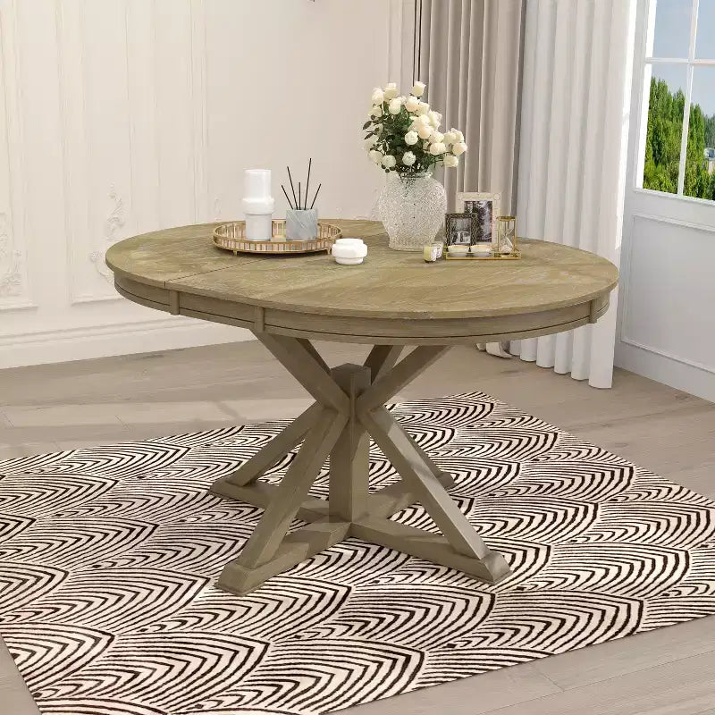 Table de salle à manger et de cuisine extensible 54 W Rétro avec 12 rallonges, bois naturel chêne+blanc cassé/espresso/laveur de bois naturel