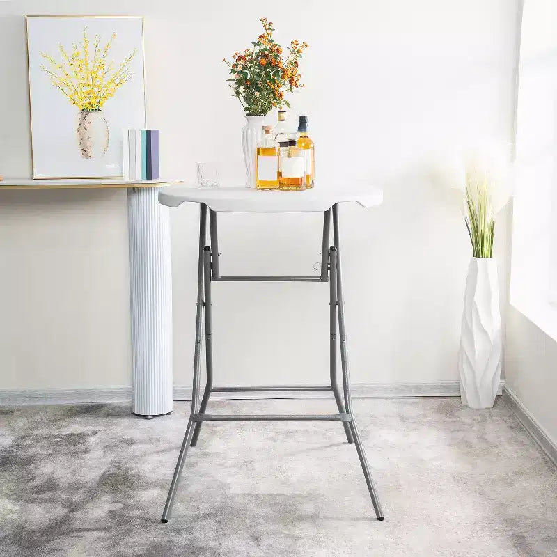 Table haute de bar à cocktails portable en résine pour les fêtes/événements en extérieur
