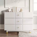 Commode à 3 tiroirs avec quincaillerie dorée, blanche