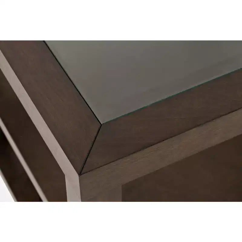 Table d'appoint contemporaine en verre incrusté avec rangement