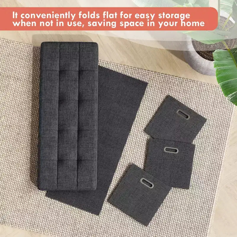Banc de rangement ottoman pliable de 101,6 cm avec tiroirs, parfait pour le salon, la chambre et l'entrée