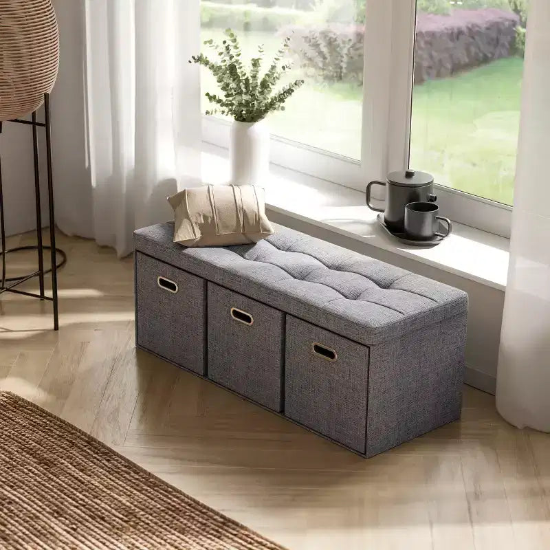 Banc de rangement ottoman pliable de 101,6 cm avec tiroirs, parfait pour le salon, la chambre et l'entrée