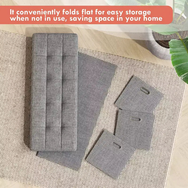 Banc de rangement ottoman pliable de 101,6 cm avec tiroirs, parfait pour le salon, la chambre et l'entrée