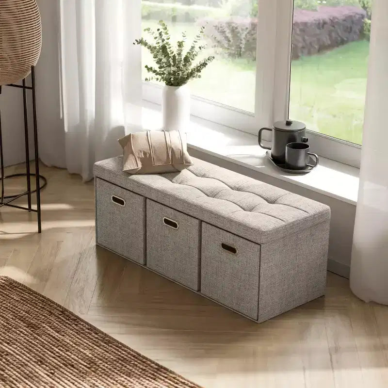 Banc de rangement ottoman pliable de 101,6 cm avec tiroirs, parfait pour le salon, la chambre et l'entrée