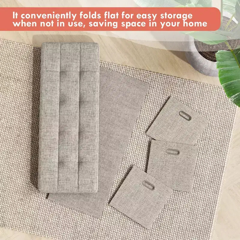 Banc de rangement ottoman pliable de 101,6 cm avec tiroirs, parfait pour le salon, la chambre et l'entrée