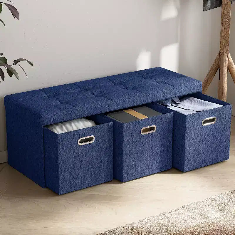 Banc de rangement ottoman pliable de 101,6 cm avec tiroirs, parfait pour le salon, la chambre et l'entrée