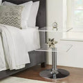 Bekrvio 15.8'' Clear Acrylic C Shaped Side Table with Stainless Steel Base,Double-Layer Modern Small End Table for Couch, Nightstand in Living Room