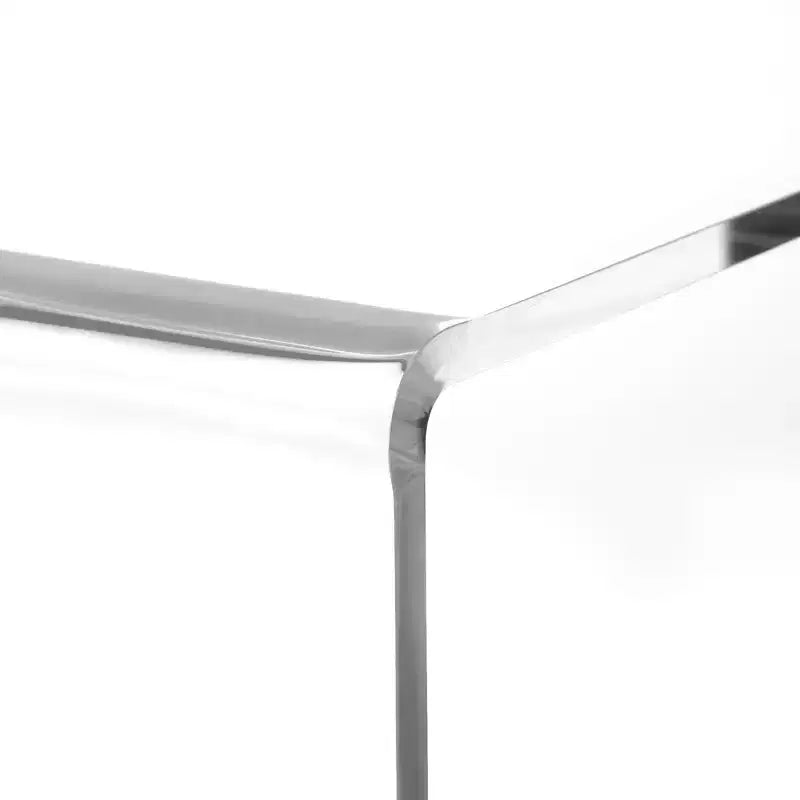 Table d'appoint en acrylique transparent en forme de C de 40 cm avec base en acier inoxydable, petite table de bout moderne à double couche pour canapé, table de chevet dans le salon