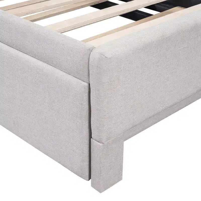 Lit de repos double (Taille simple) à très grand (Taille King), cadre de lit plateforme rembourré avec lit gigogne double (Taille simple)