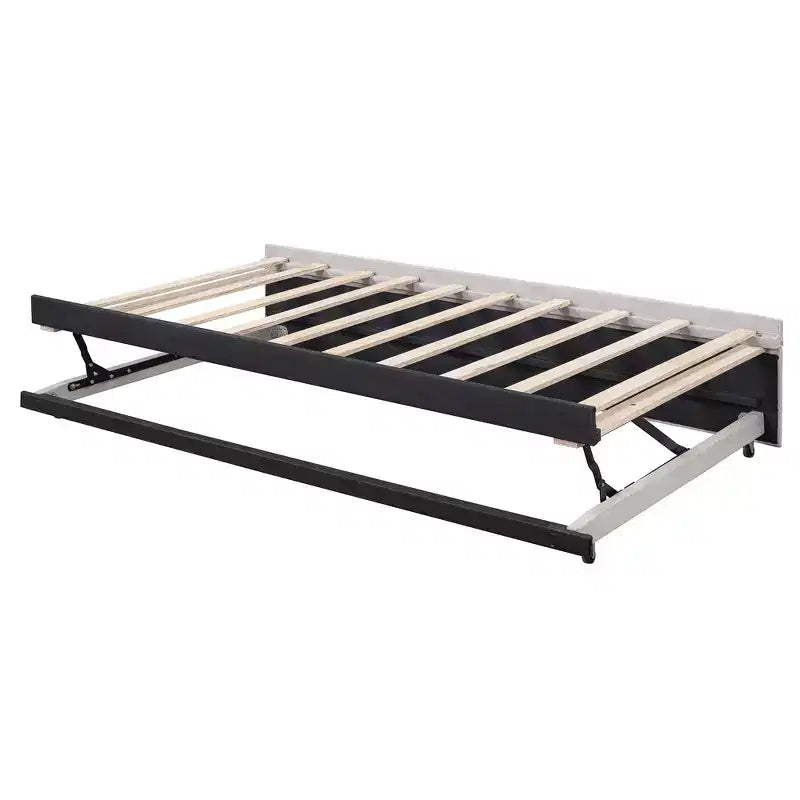 Lit de repos double (Taille simple) à très grand (Taille King), cadre de lit plateforme rembourré avec lit gigogne double (Taille simple)