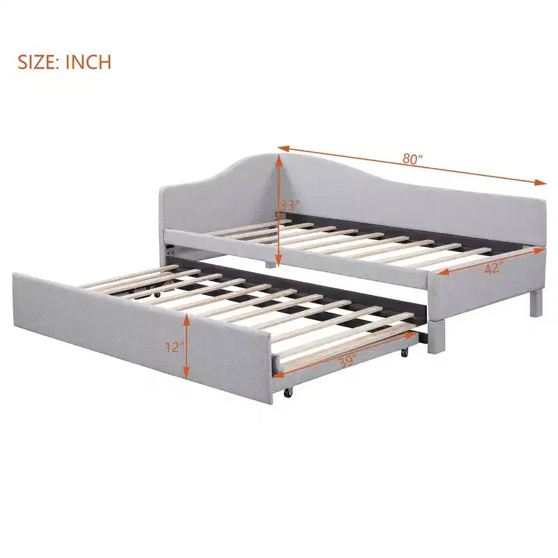 Lit de repos double (Taille simple) à très grand (Taille King), cadre de lit plateforme rembourré avec lit gigogne double (Taille simple)