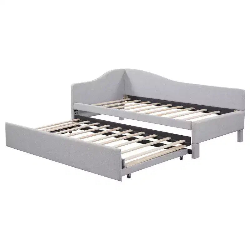 Lit de repos double (Taille simple) à très grand (Taille King), cadre de lit plateforme rembourré avec lit gigogne double (Taille simple)