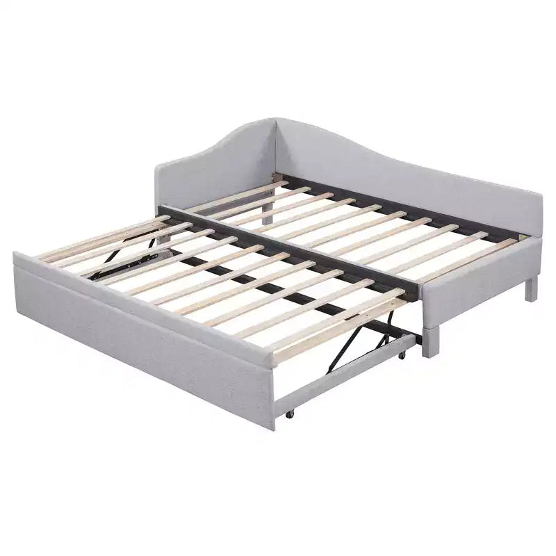 Lit de repos double (Taille simple) à très grand (Taille King), cadre de lit plateforme rembourré avec lit gigogne double (Taille simple)