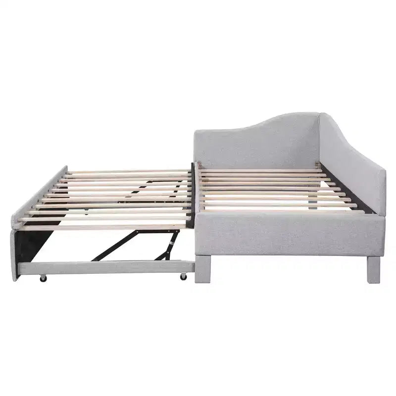 Lit de repos double (Taille simple) à très grand (Taille King), cadre de lit plateforme rembourré avec lit gigogne double (Taille simple)