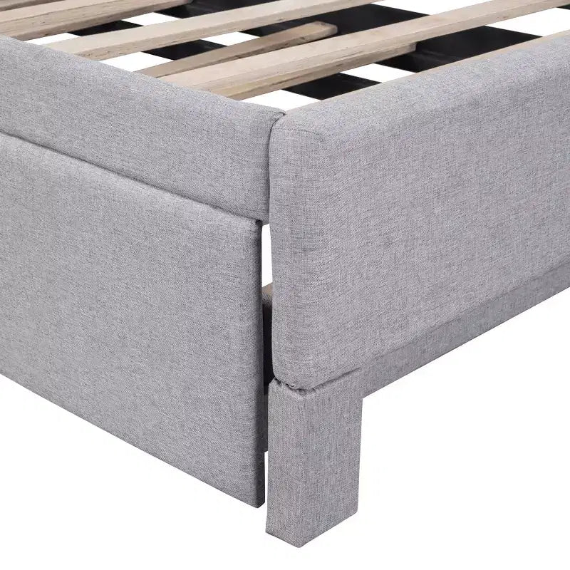 Lit de repos double (Taille simple) à très grand (Taille King), cadre de lit plateforme rembourré avec lit gigogne double (Taille simple)