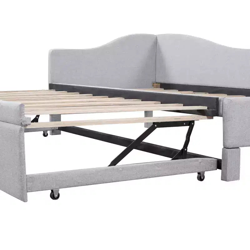 Lit de repos double (Taille simple) à très grand (Taille King), cadre de lit plateforme rembourré avec lit gigogne double (Taille simple)
