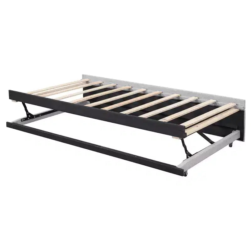 Lit de repos double (Taille simple) à très grand (Taille King), cadre de lit plateforme rembourré avec lit gigogne double (Taille simple)