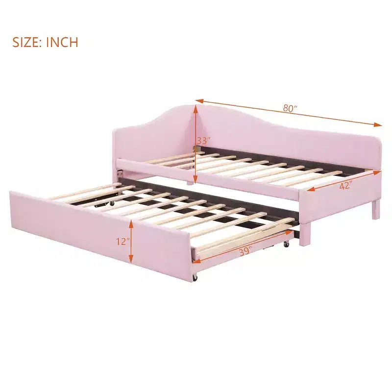 Lit de repos double (Taille simple) à très grand (Taille King), cadre de lit plateforme rembourré avec lit gigogne double (Taille simple)