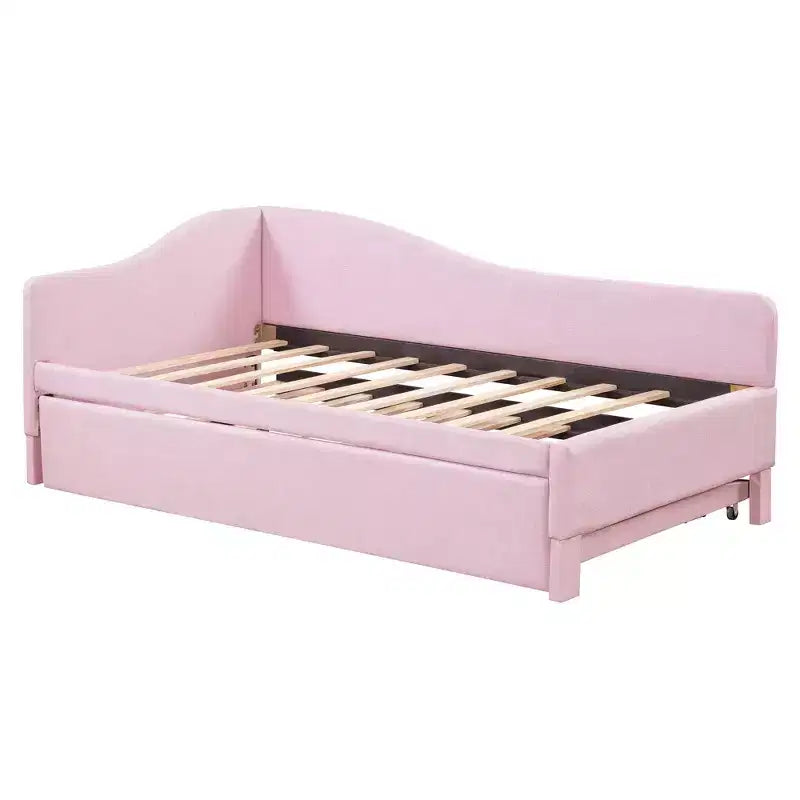 Lit de repos double (Taille simple) à très grand (Taille King), cadre de lit plateforme rembourré avec lit gigogne double (Taille simple)