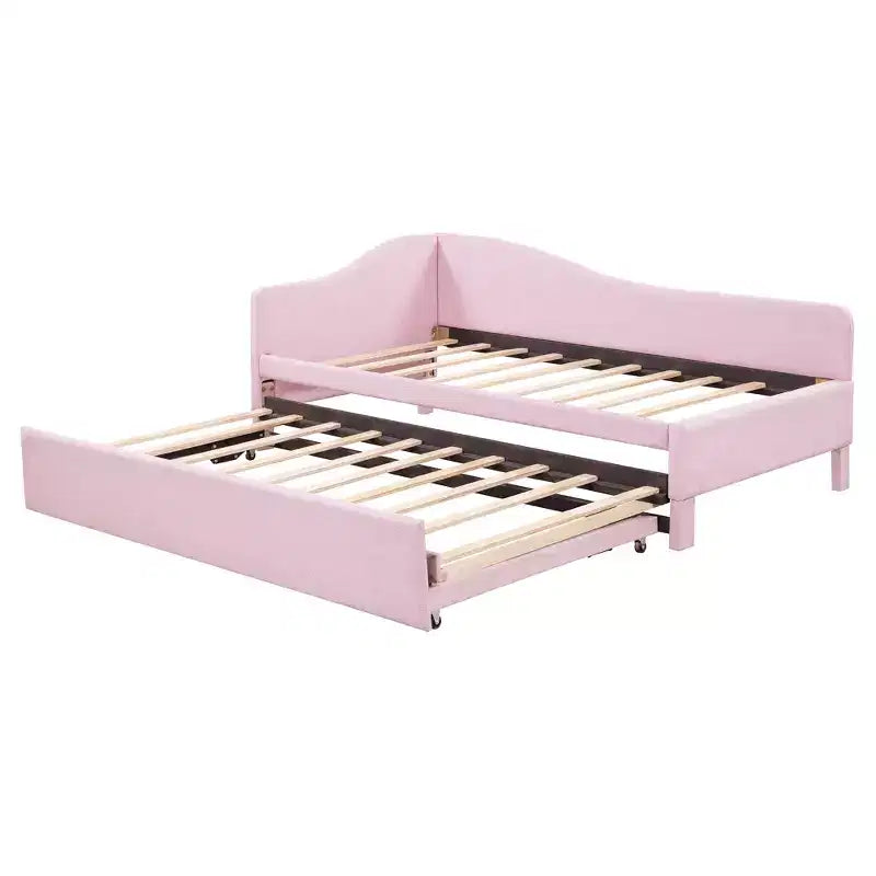 Lit de repos double (Taille simple) à très grand (Taille King), cadre de lit plateforme rembourré avec lit gigogne double (Taille simple)