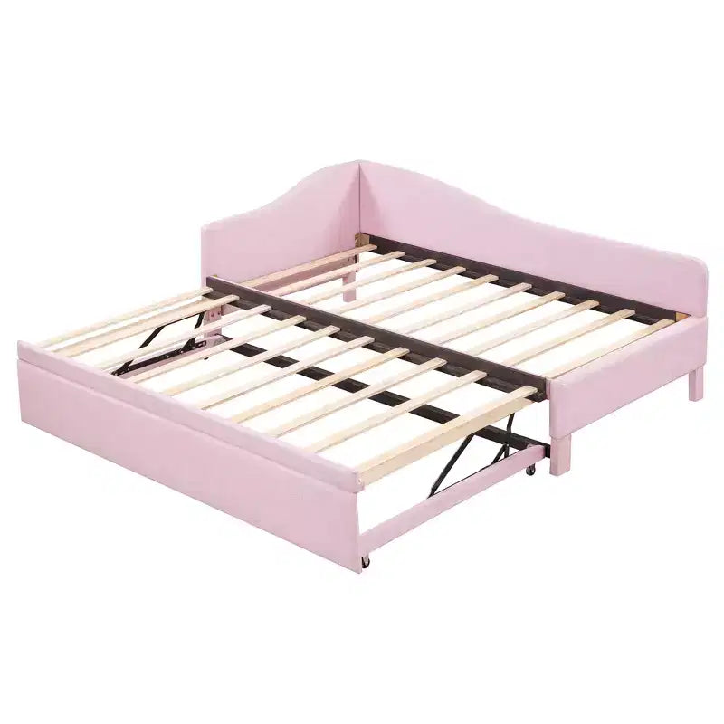Lit de repos double (Taille simple) à très grand (Taille King), cadre de lit plateforme rembourré avec lit gigogne double (Taille simple)