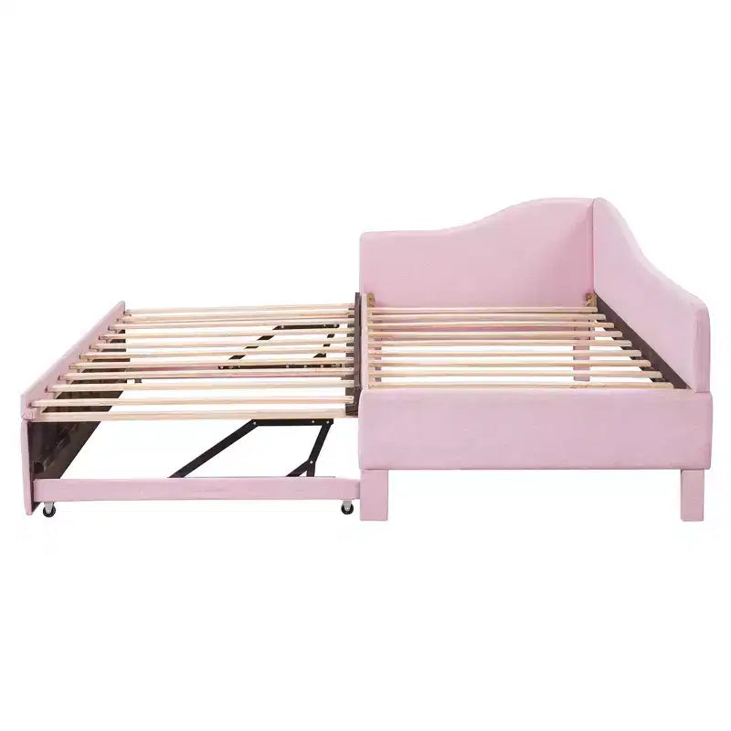 Lit de repos double (Taille simple) à très grand (Taille King), cadre de lit plateforme rembourré avec lit gigogne double (Taille simple)