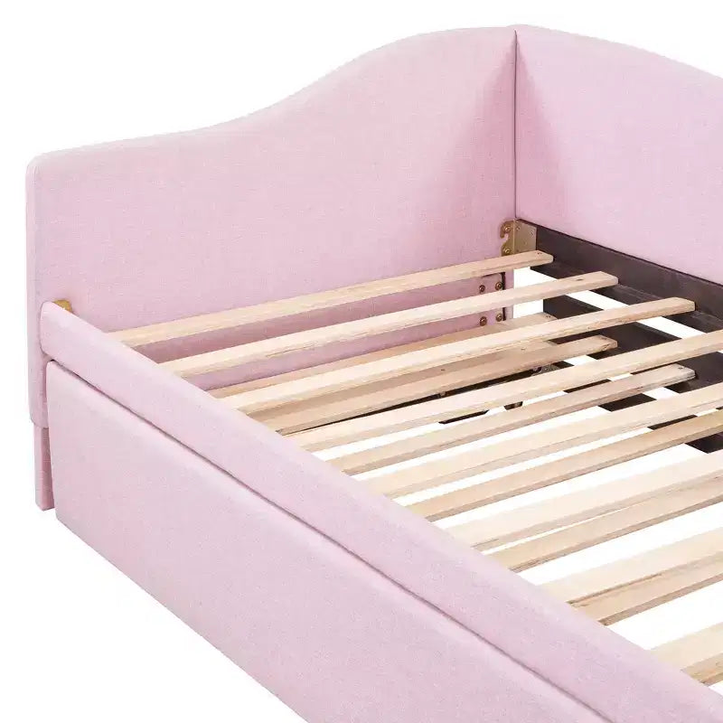 Lit de repos double (Taille simple) à très grand (Taille King), cadre de lit plateforme rembourré avec lit gigogne double (Taille simple)