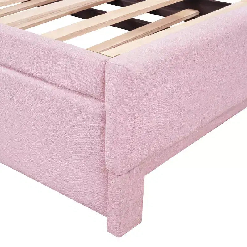 Lit de repos double (Taille simple) à très grand (Taille King), cadre de lit plateforme rembourré avec lit gigogne double (Taille simple)