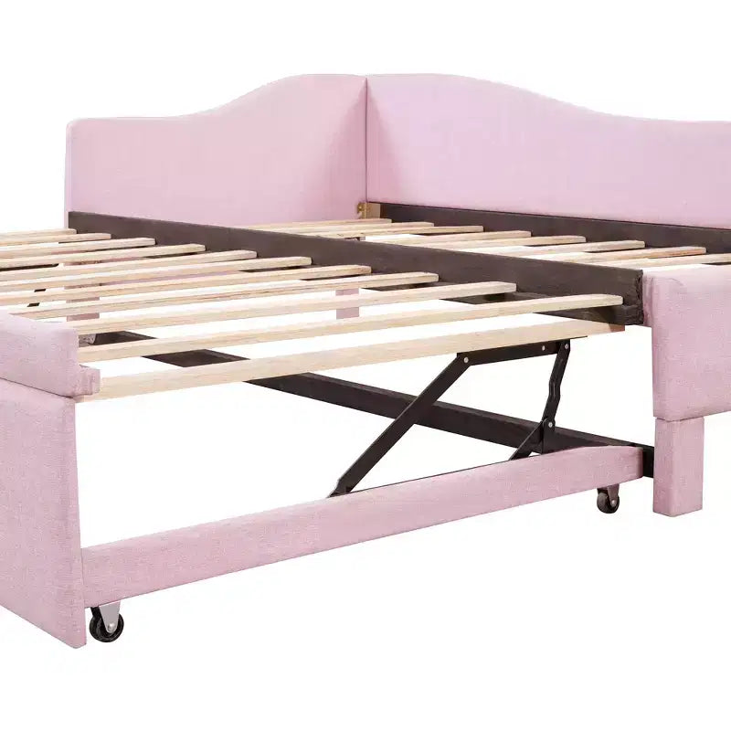 Lit de repos double (Taille simple) à très grand (Taille King), cadre de lit plateforme rembourré avec lit gigogne double (Taille simple)
