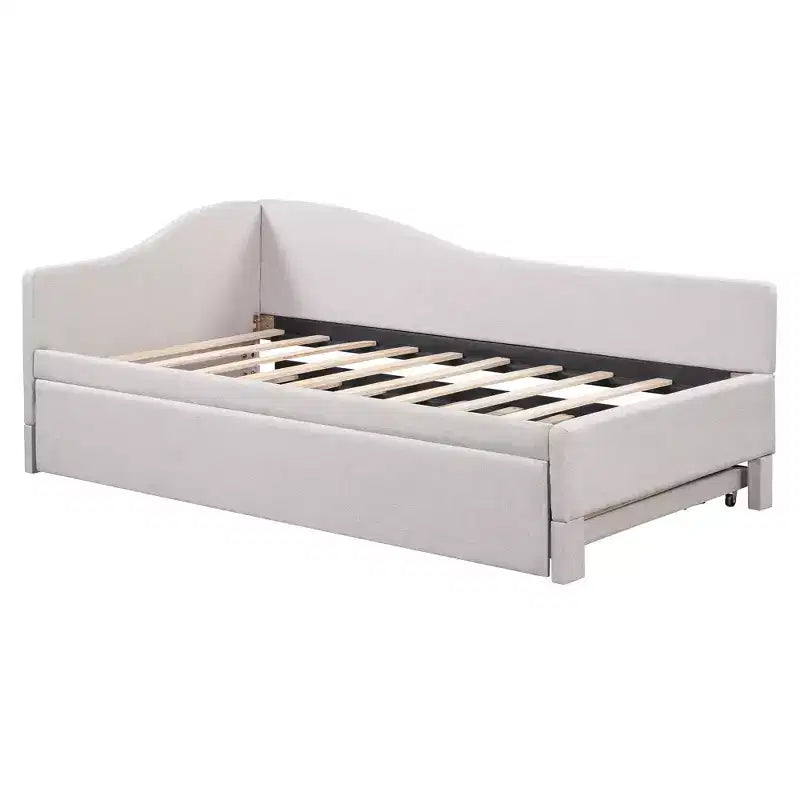 Lit de repos double (Taille simple) à très grand (Taille King), cadre de lit plateforme rembourré avec lit gigogne double (Taille simple)
