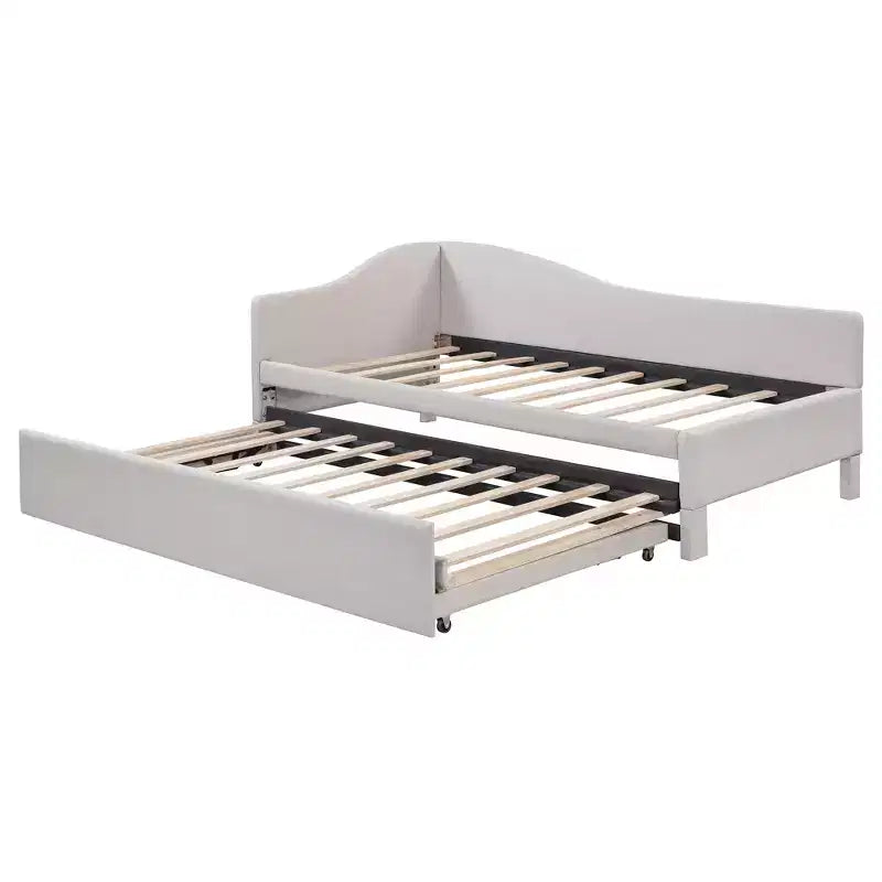 Lit de repos double (Taille simple) à très grand (Taille King), cadre de lit plateforme rembourré avec lit gigogne double (Taille simple)