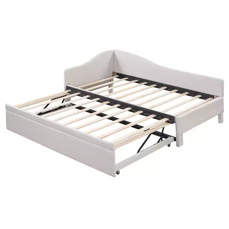 Lit de repos double (Taille simple) à très grand (Taille King), cadre de lit plateforme rembourré avec lit gigogne double (Taille simple)