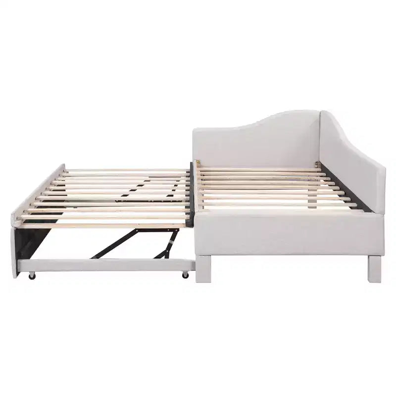 Lit de repos double (Taille simple) à très grand (Taille King), cadre de lit plateforme rembourré avec lit gigogne double (Taille simple)