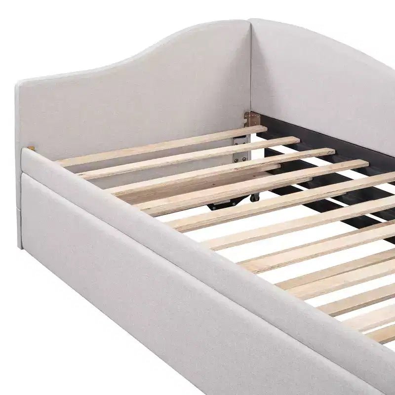 Lit de repos double (Taille simple) à très grand (Taille King), cadre de lit plateforme rembourré avec lit gigogne double (Taille simple)