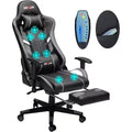 Douxlife Modern 7-Point Massage Ergonomic Gaming Chair with Footrest & Adjustable Armrests Black Gray
