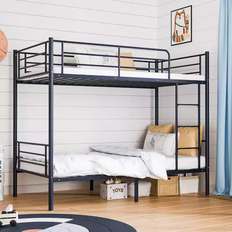 Lit superposé en acier, deux places, avec échelle, pour chambre à coucher, dortoir, enfants et adultes