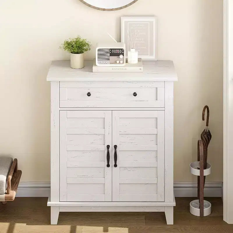 Armoire de rangement rustique 80 cm, avec portes à lattes, 3 niveaux réglables, casier à double porte, pour cuisine, salle à manger et bureau à domicile