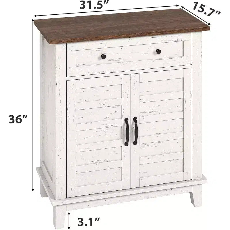 Armoire de rangement rustique 80 cm, avec portes à lattes, 3 niveaux réglables, casier à double porte, pour cuisine, salle à manger et bureau à domicile