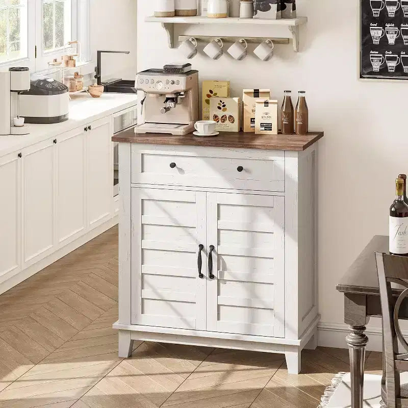 Armoire de rangement rustique 80 cm, avec portes à lattes, 3 niveaux réglables, casier à double porte, pour cuisine, salle à manger et bureau à domicile