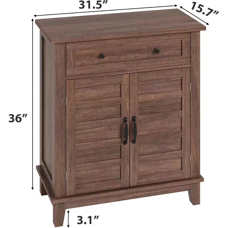 Armoire de rangement rustique 80 cm, avec portes à lattes, 3 niveaux réglables, casier à double porte, pour cuisine, salle à manger et bureau à domicile