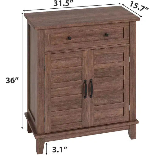 Armoire de rangement rustique 80 cm, avec portes à lattes, 3 niveaux réglables, casier à double porte, pour cuisine, salle à manger et bureau à domicile